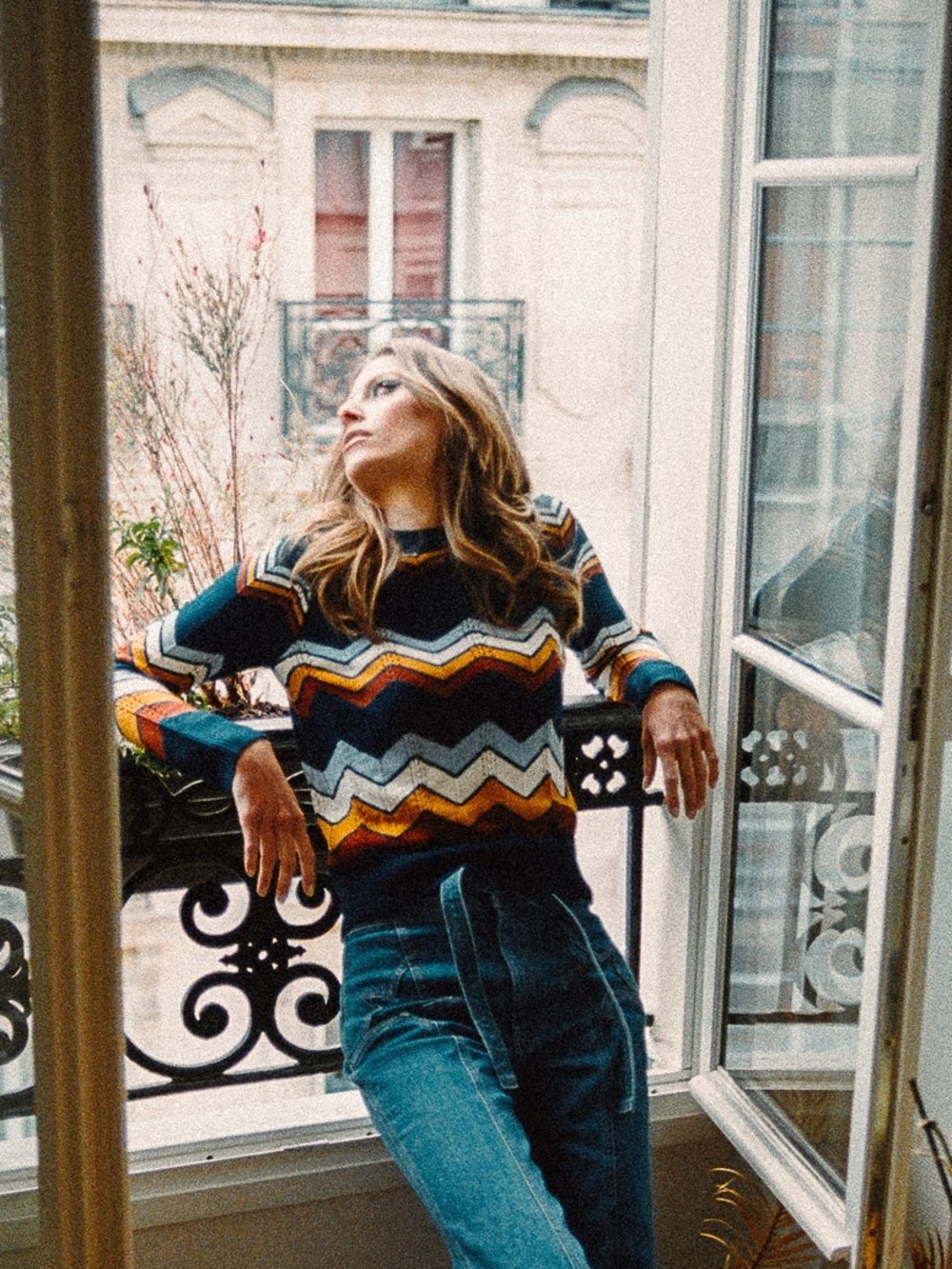 Stoned Immaculate Ziggy Wool Chevron Midnight Sweater size Small